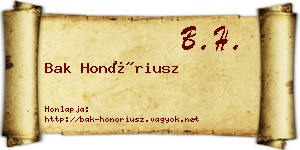 Bak Honóriusz névjegykártya